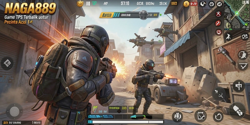 Screenshot NAGA889 menampilkan gameplay TPS yang seru dan intens.
